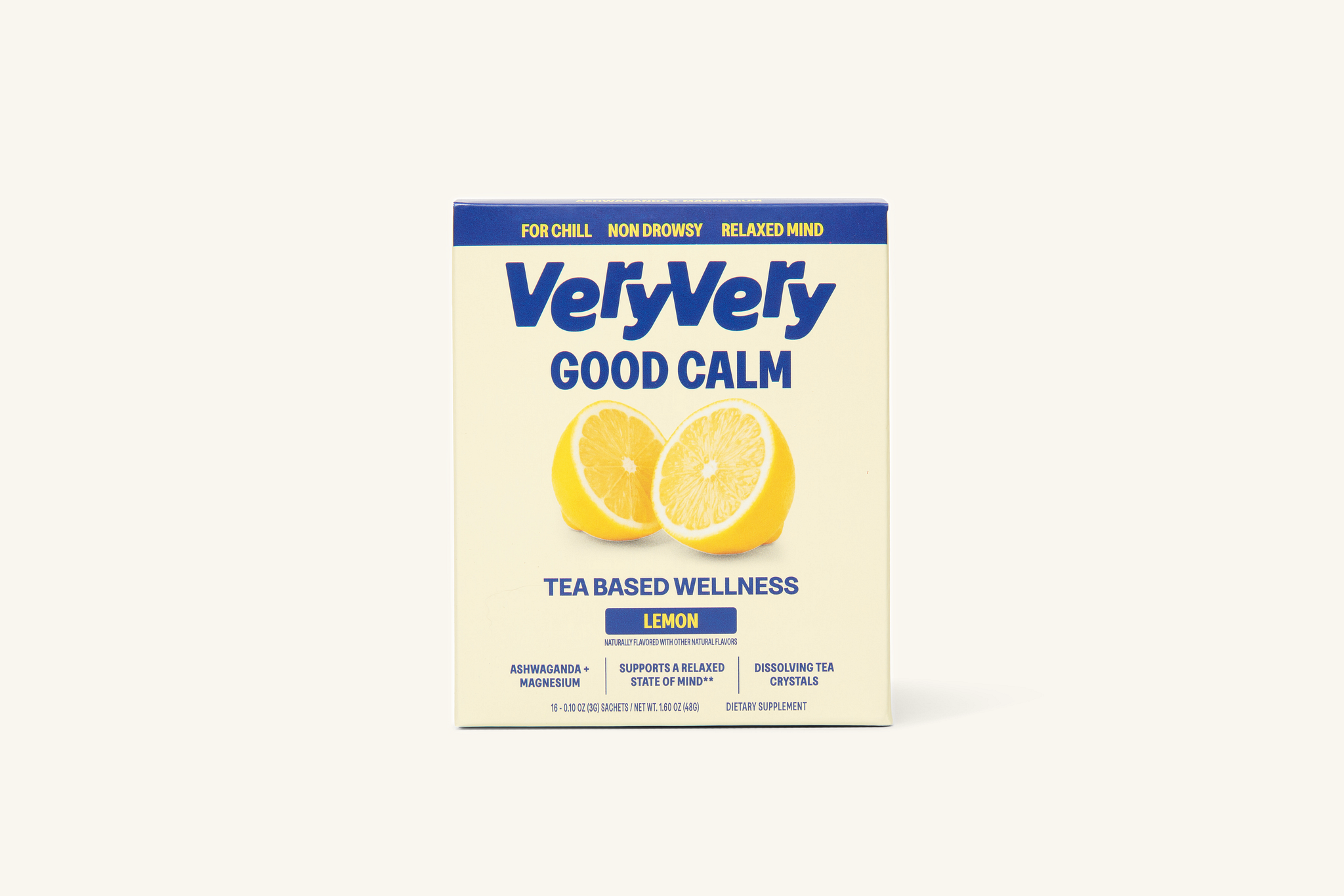 Lemon | Calming Tea Blend 16-pack — Front of box, styled