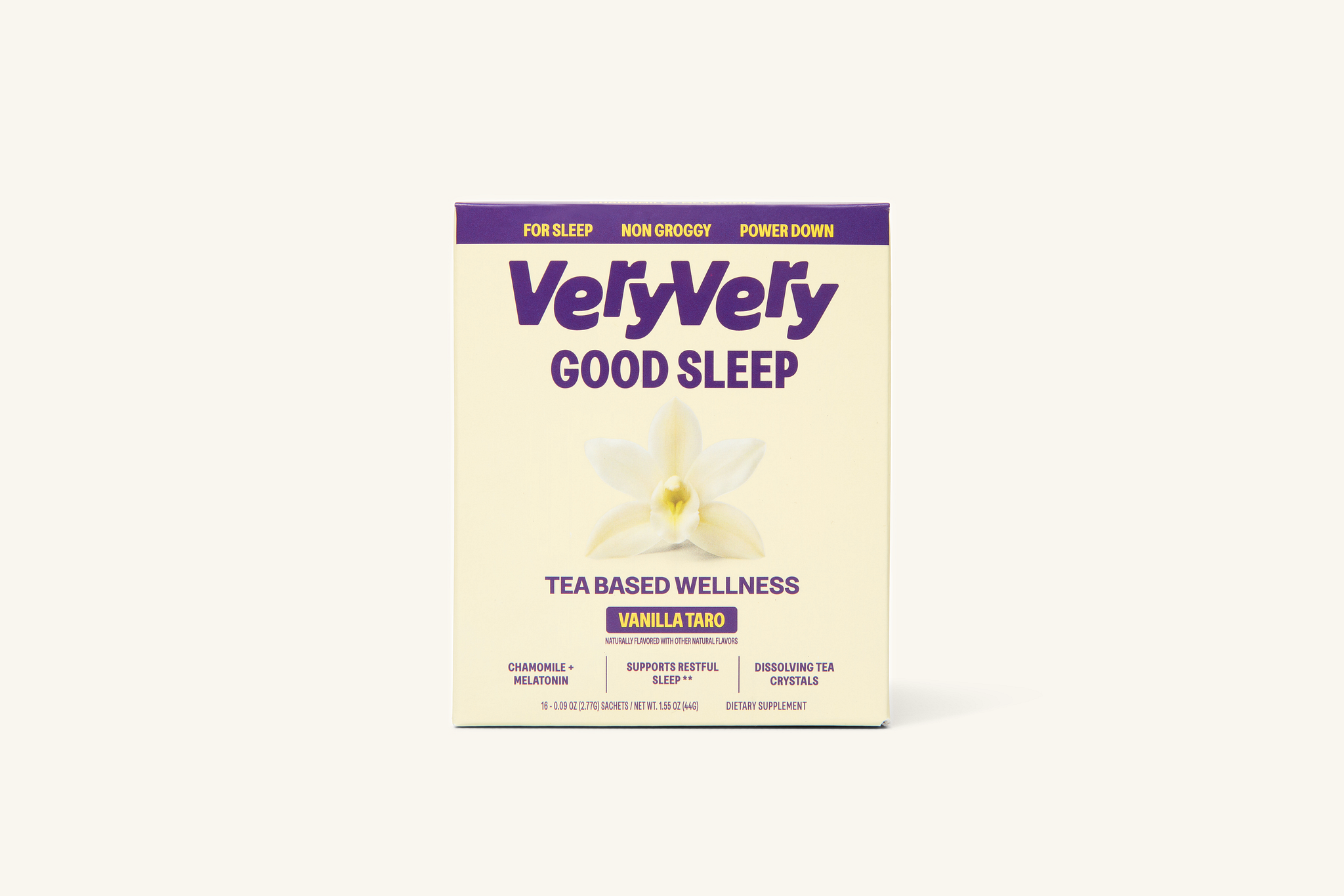 Vanilla | Sleepy Tea Blend 16-pack — Front of box, styled