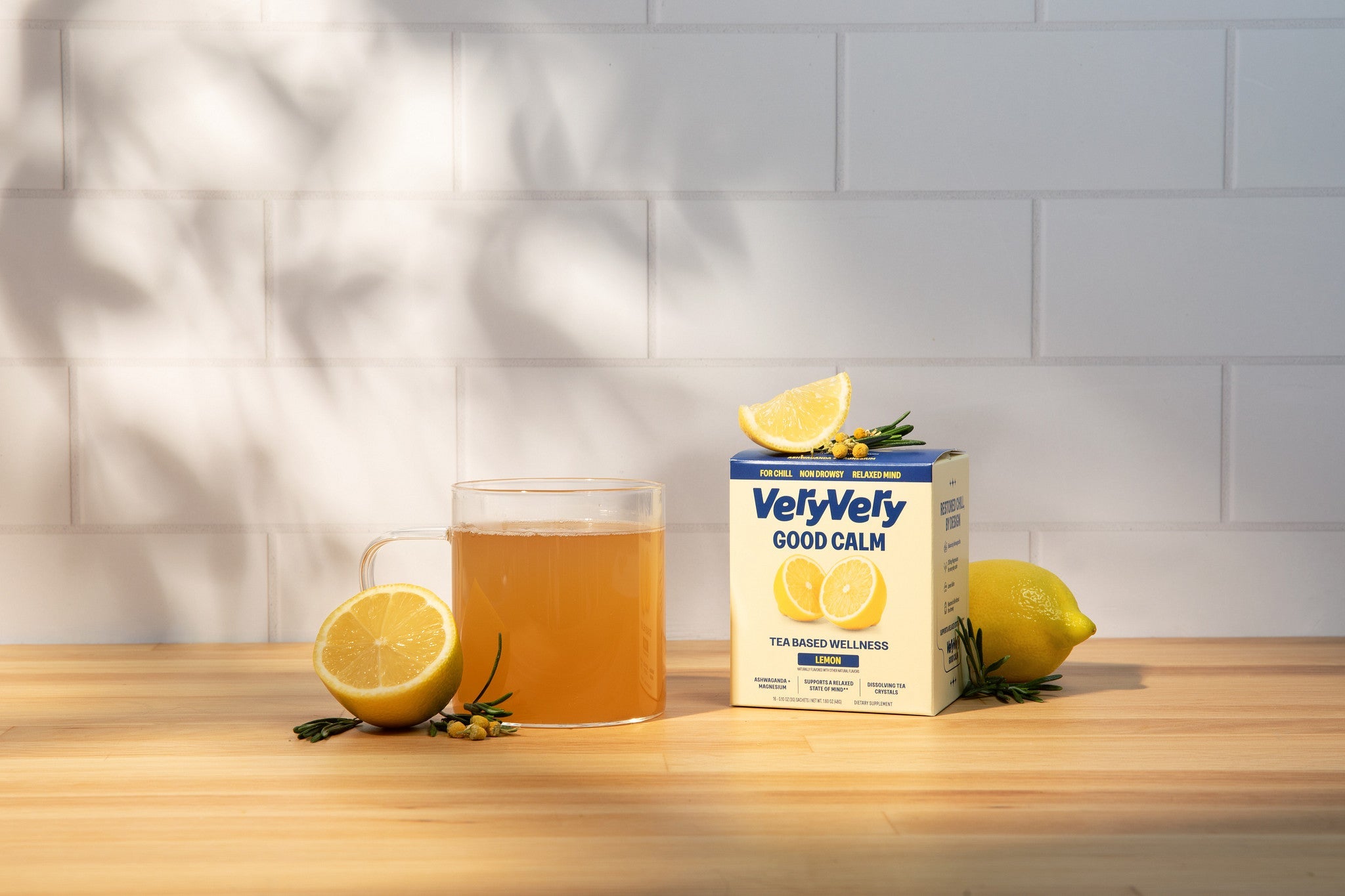 Lemon | Calming Tea Blend — Hot tea preparation on counter